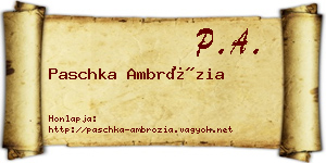 Paschka Ambrózia névjegykártya
